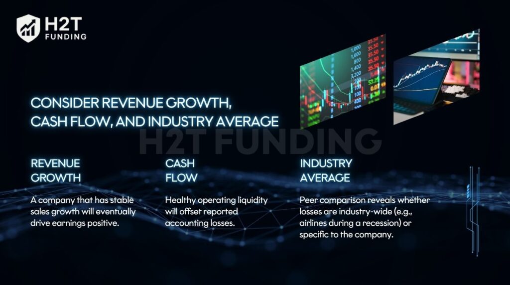 Consider revenue growth, cash flow, and industry average