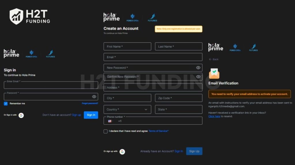 Create an account and verify your email