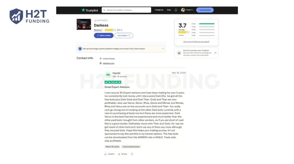 DarkEAs reviews on Truspilot
