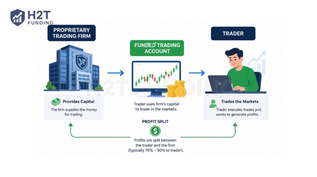 Diagram explaining what a funded trading account is