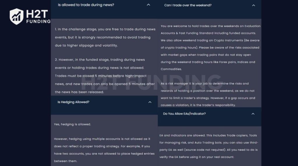 Direct Funded Trader general guidelines & allowed practices