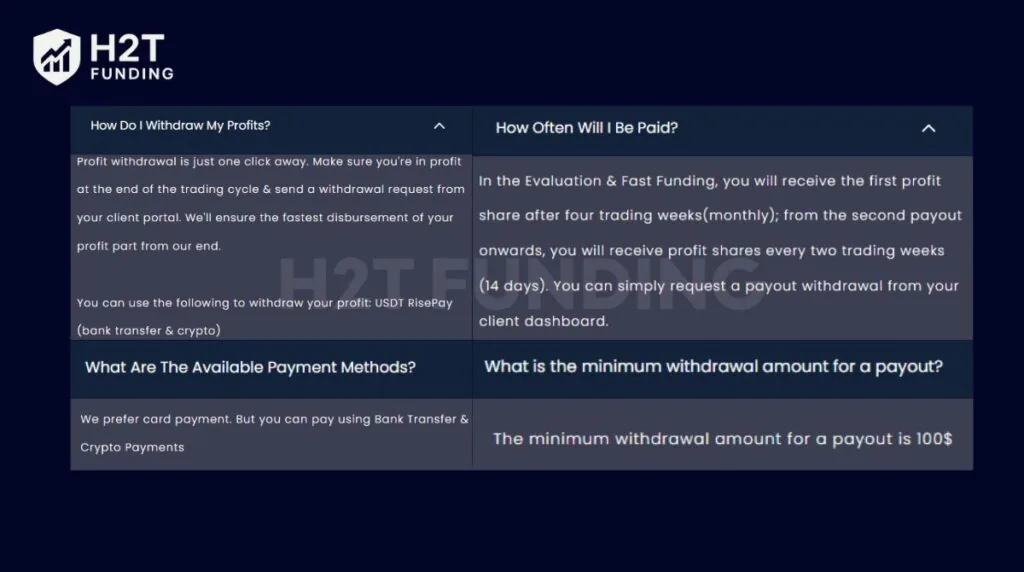 Direct Funded Trader payout rules