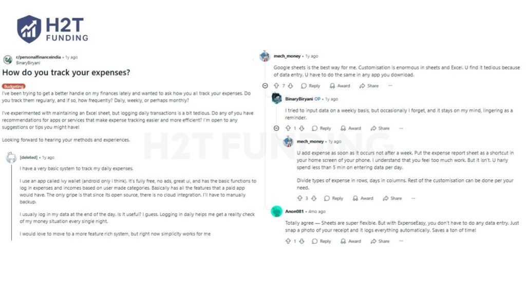 Discussions in personal finance subreddits also reveal a mix of tracking habits