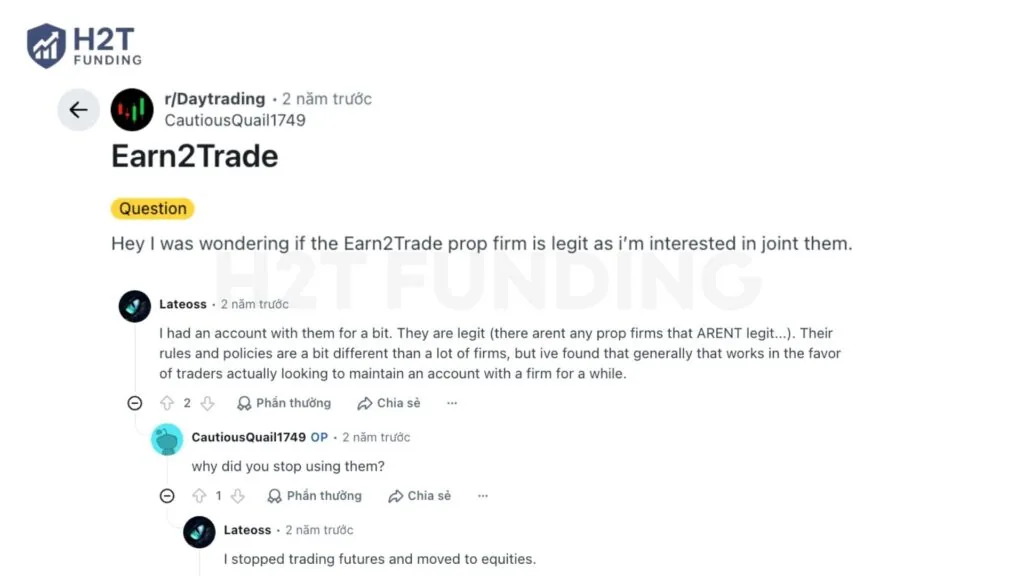 Earn2trade reviews on Reddit and Trader Forums (1)