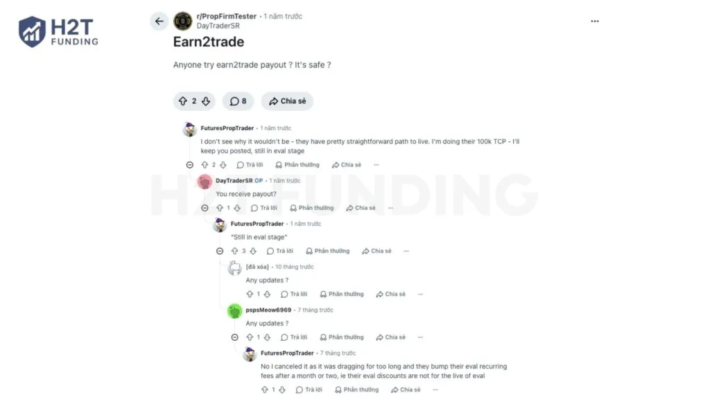 Earn2trade reviews on Reddit and Trader Forums (2)