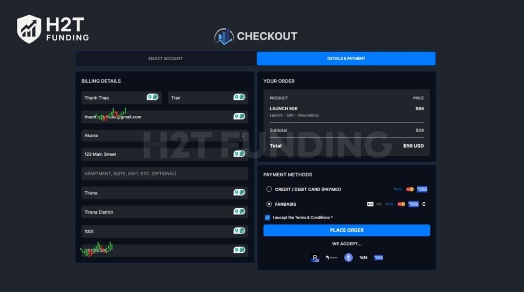 Enter accurate billing information