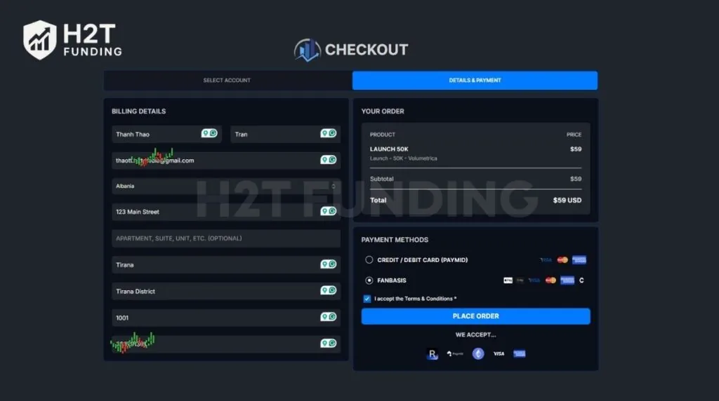 Enter accurate billing information