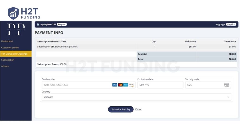 Enter payment details and finalize