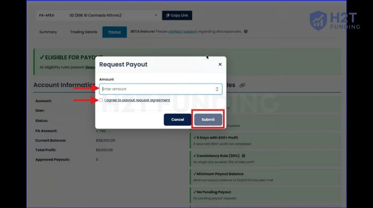 Enter the amount within your current payout ladder cap