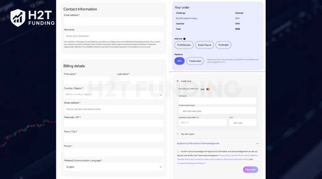 Enter your personal and billing information in the checkout portal