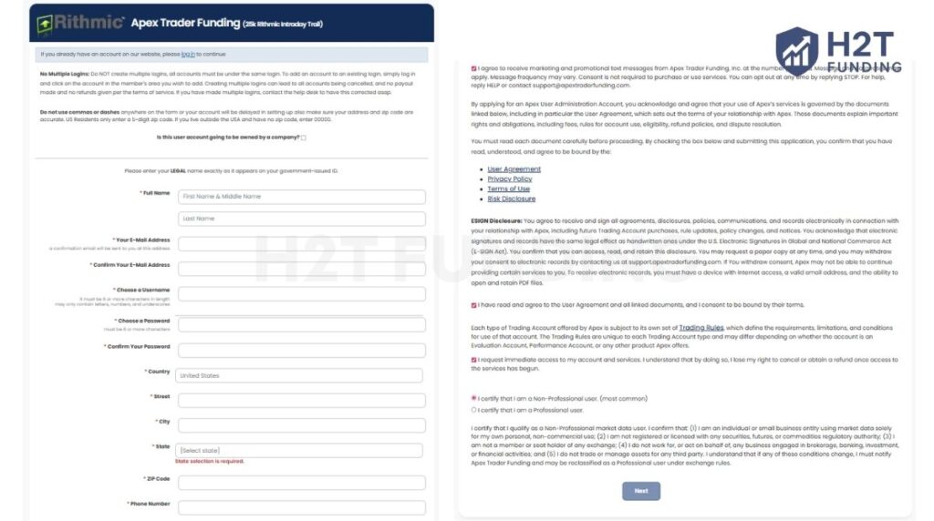 Entering your personal information