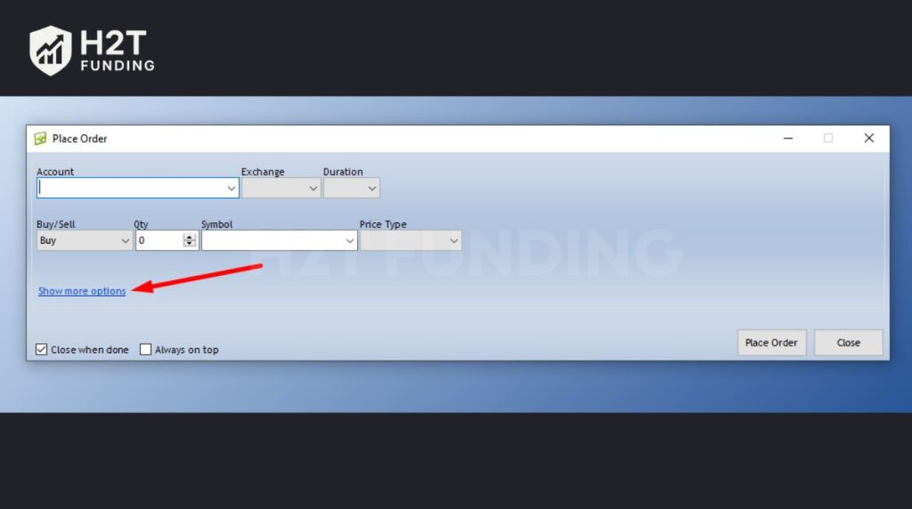 Expand the settings by clicking Show more options