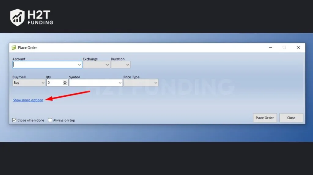 Expand the settings by clicking Show more options