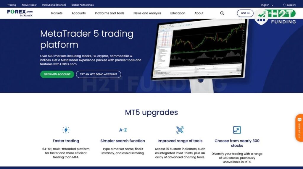 FOREX.com supports MT5 with a faster 64-bit platform, advanced charting, and 15 built-in indicators