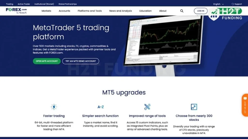 FOREX.com supports MT5 with a faster 64-bit platform, advanced charting, and 15 built-in indicators