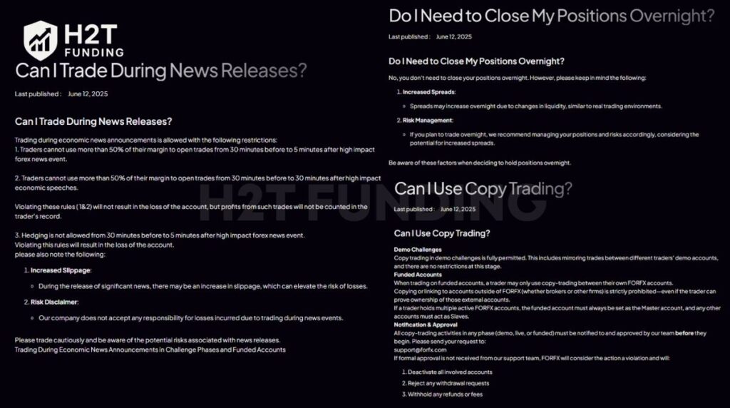 FORFX allowed trading rules