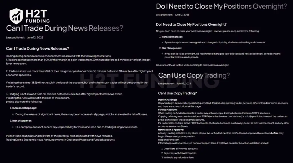 FORFX allowed trading rules