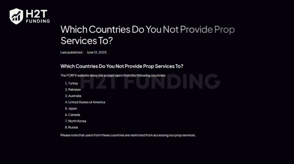 FORFX restricted countries