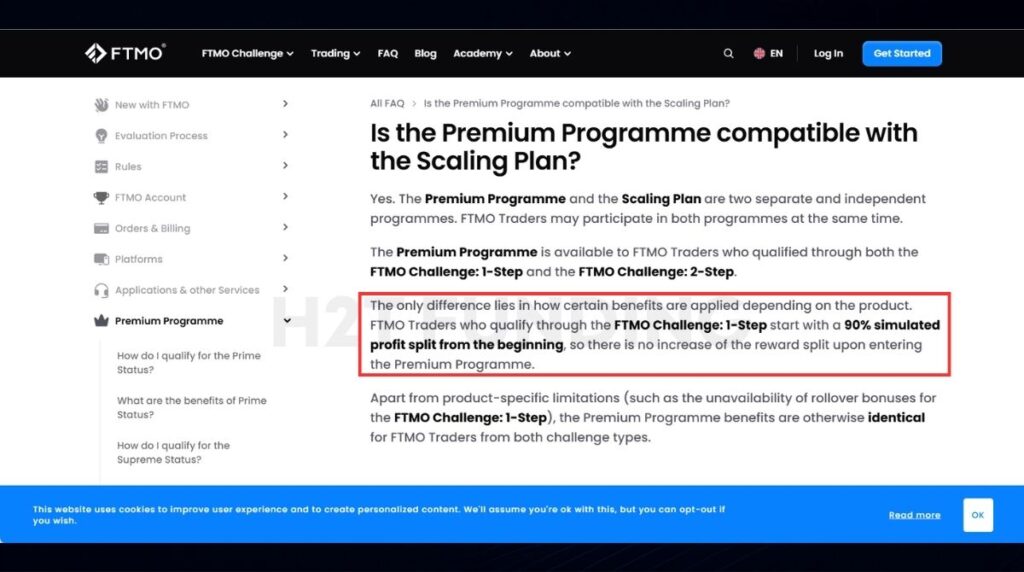 FTMO Premium rogramme 1-step rules
