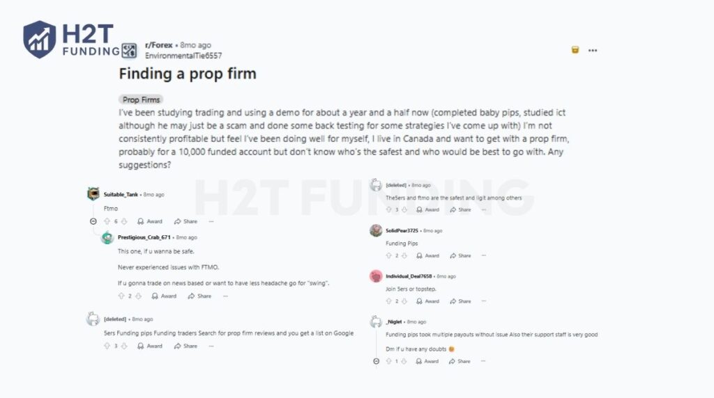 FTMO, The5%ers, Funding Pips, and E8 Funding are among the most trader-friendly and reputable options