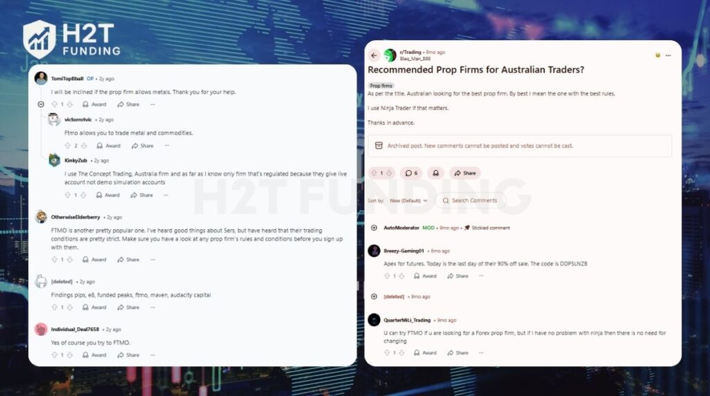 FTMO are frequently recommended for Australia traders