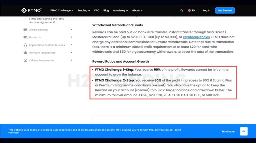 FTMO challenge account growth options