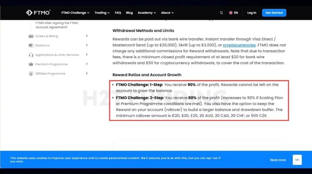 FTMO challenge account growth options