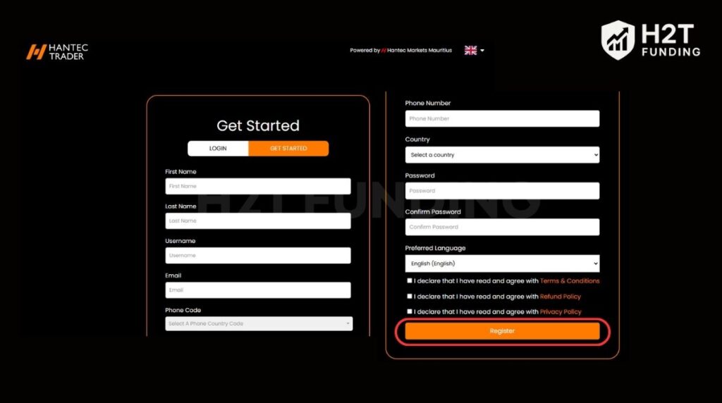 Fill out account information