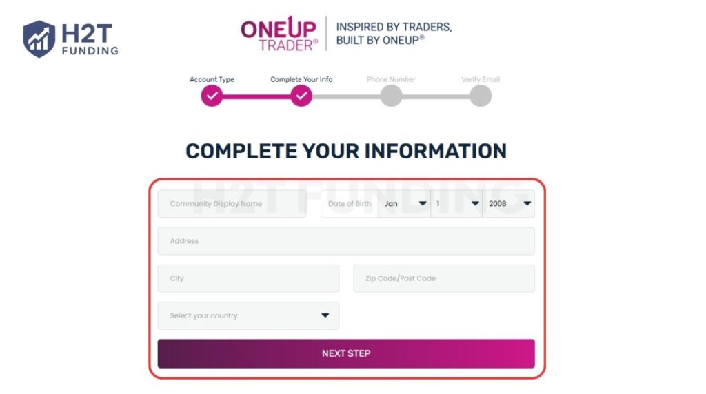 Filling in your personal information