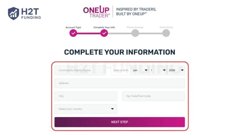 Filling in your personal information