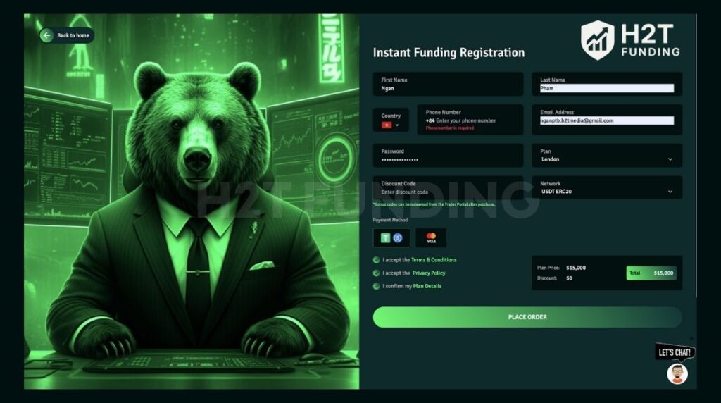 Filling the registration form