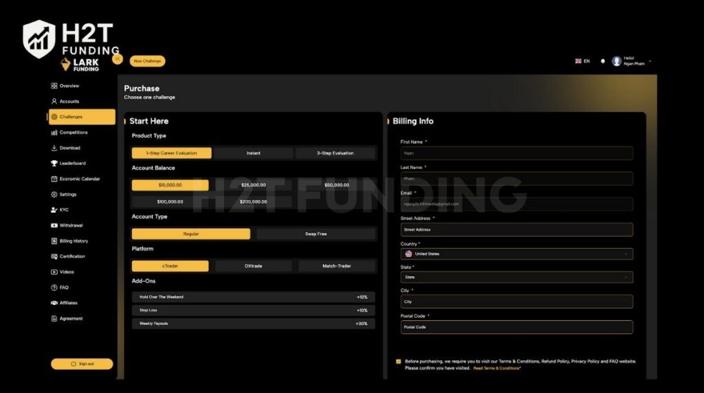 Finalize account setup and billing