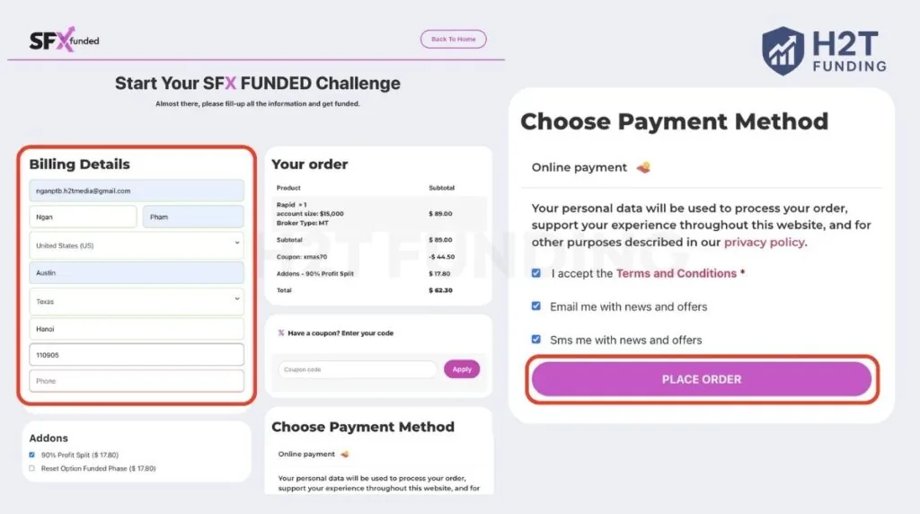 Finalizing payment