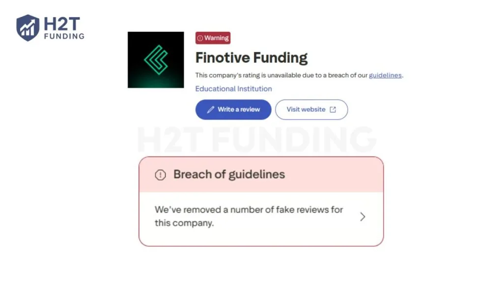 Finotive Funding's review on Trustpilot, December 10, 2025