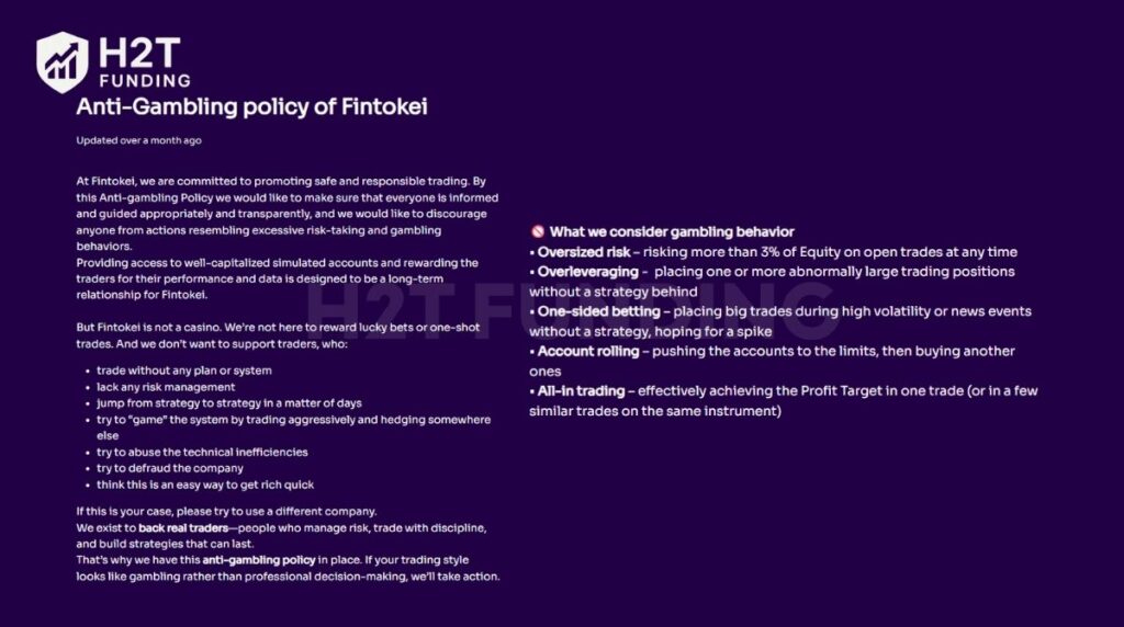 Fintokei prohibited trading practices