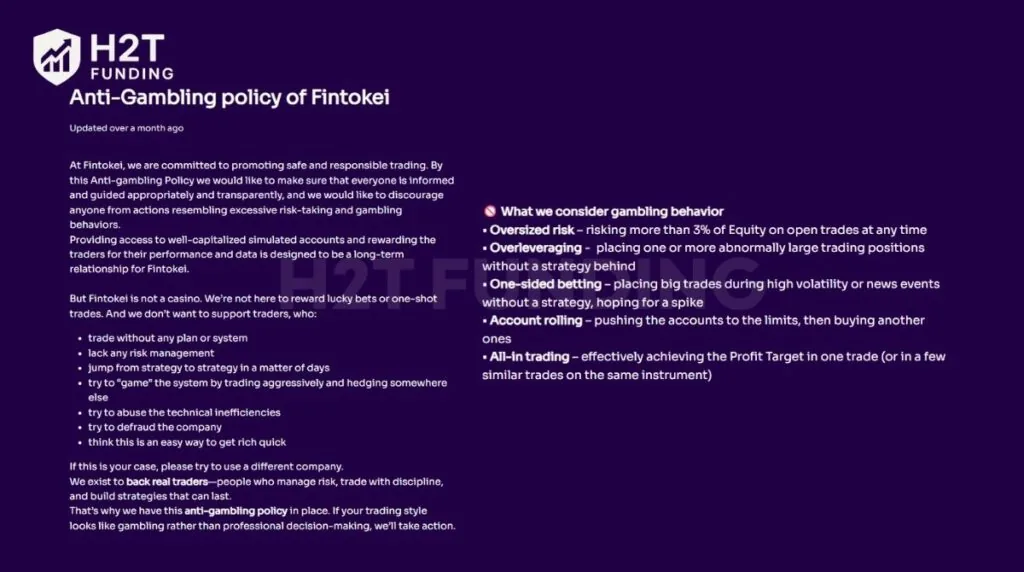 Fintokei prohibited trading practices