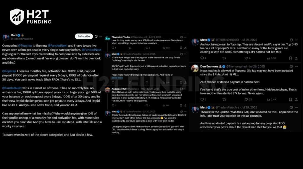 Fundednext vs Topstep compare on X