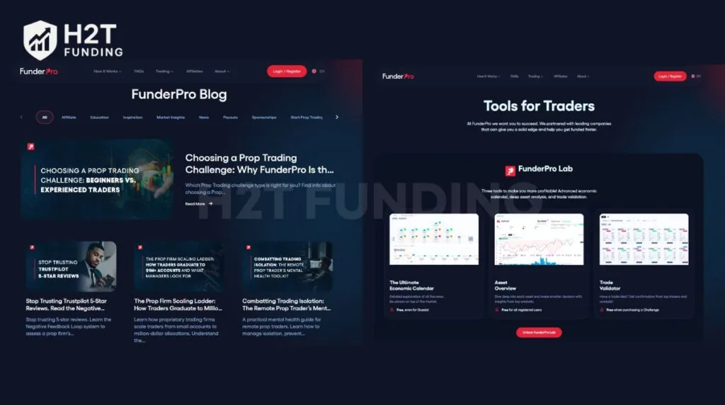 FunderPro offers a comprehensive suite of educational tools and market resources