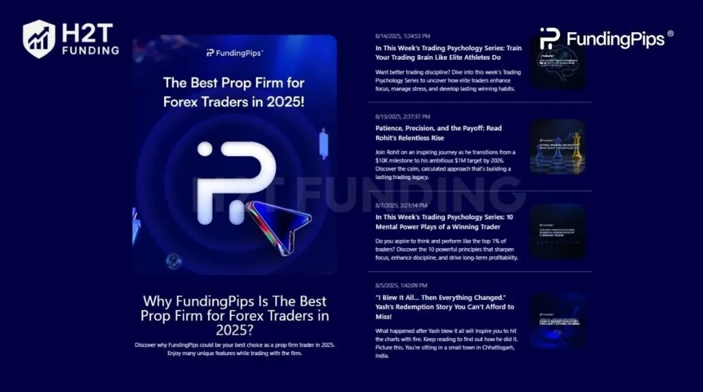 Funding Pips maintains a blog that shares trading tips, market insights, and strategy suggestions