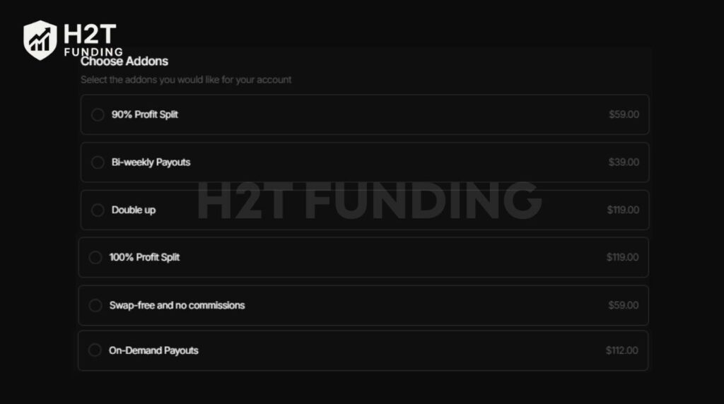 Funding Traders add-ons options