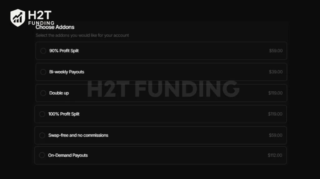 Funding Traders add-ons options