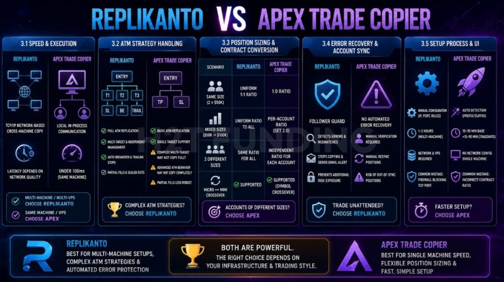 Head-to-head feature comparison about Replikanto and Apex Trade Copier