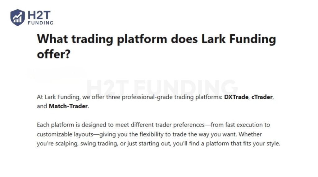 Lark Funding trading platform