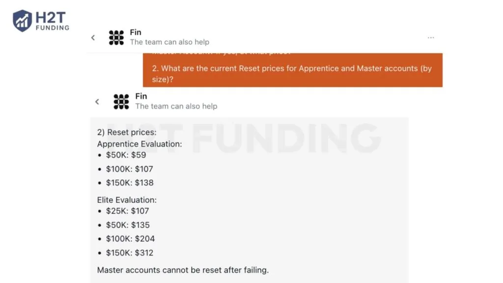 Legends Trading Live Chat Support about Reset Fee (October 2026)