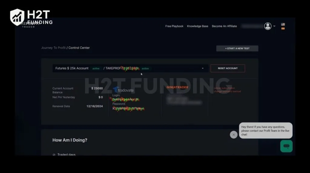 Locating your Rithmic credentials in the Take Profit Trader Control Center