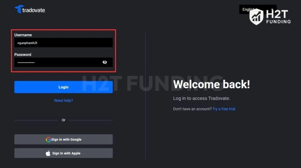 Log in to your Tradovate account with Topstep credentials
