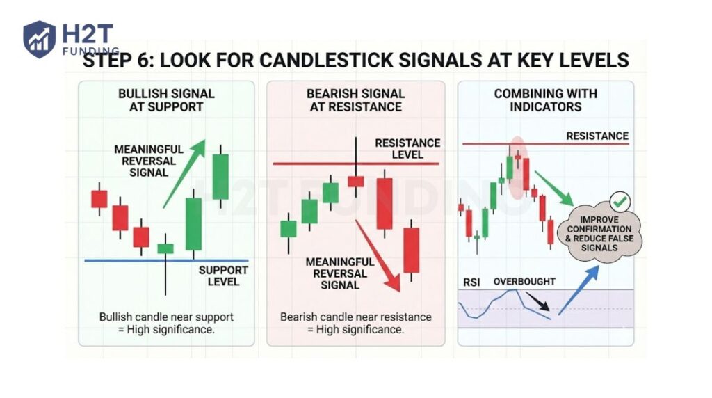 Look for candlestick signals at key levels
