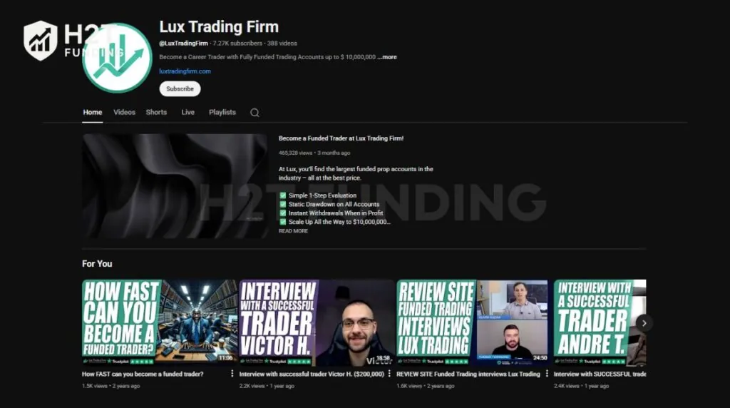 Lux Trading Firm YouTube