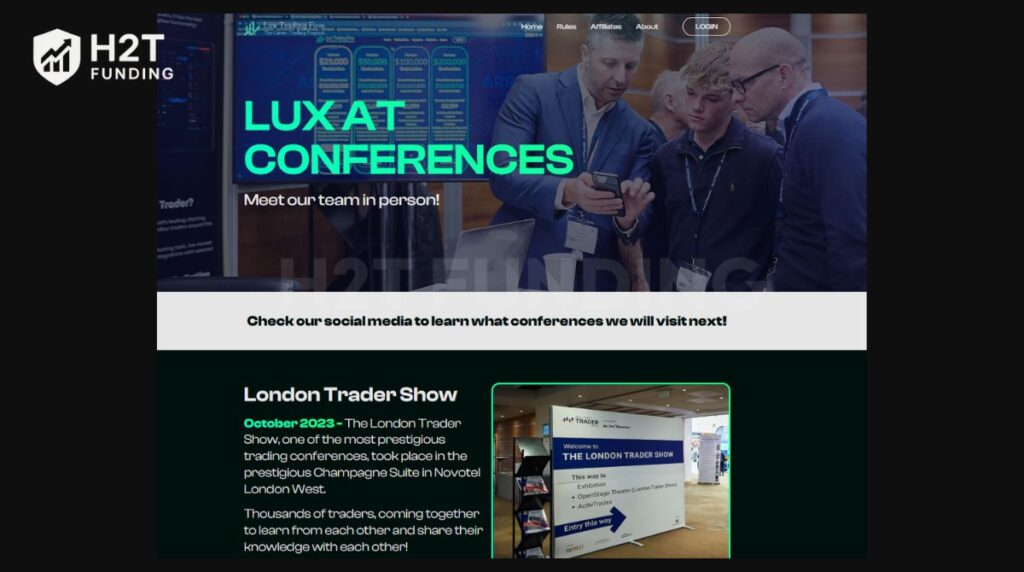 Lux is a regular participant in prestigious events like the London Trader Show