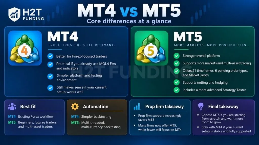 MT4 vs MT5 at a glance